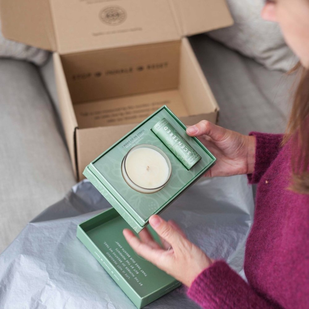 Scentered - DE-STRESS Candle and Balm Gift Set